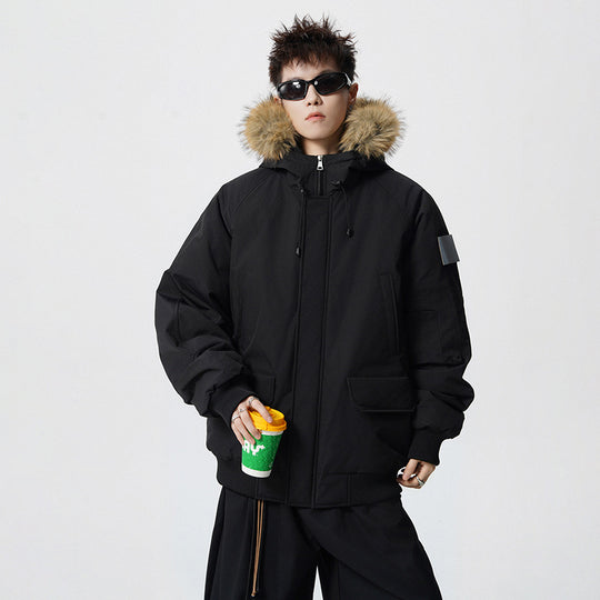 Herren Wattierter Oversize-Parka mit Kunstfellkapuze und Utility-Taschen Shop Nory