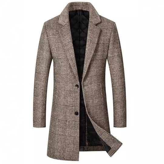 Herren Glencheck-Wollmix-Mantel mit gesteppter Thermofütterung und schmaler Silhouette Shop Nory