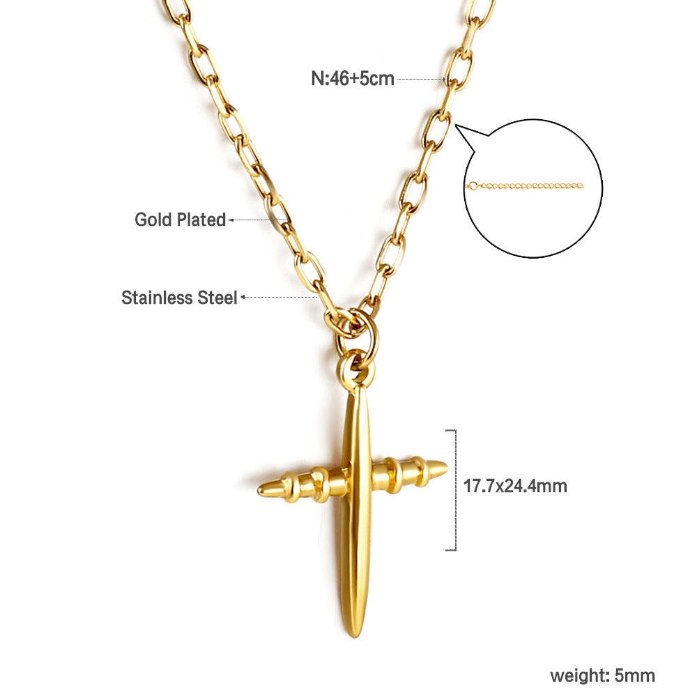 Damen Halskette mit funkelndem Anhänger aus Edelstahl und goldplattiertem Design Shop Nory