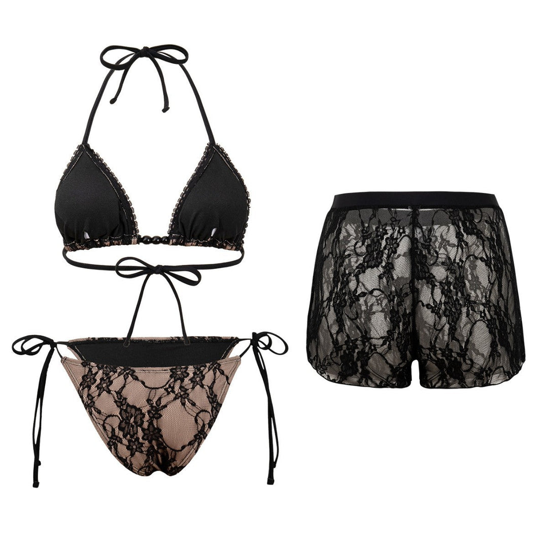 Damen Bikini-Set mit Spitzen-Besatz und figurbetontem Schnitt Shopnory