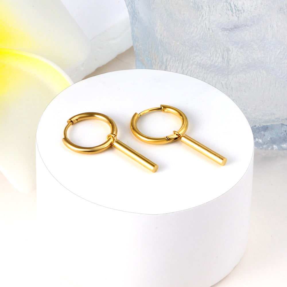 Damen Hängende Ohrstecker aus goldplattiertem Edelstahl mit elegantem Stabdesign Shop Nory