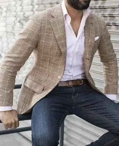 Herren eleganter Leinenblazer mit schmalem Schnitt