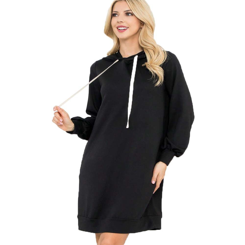 Damen Kapuzen‑Sweatkleid mit Ballonärmeln, Kordelzug und lässiger Oversize‑Passform Shop Nory