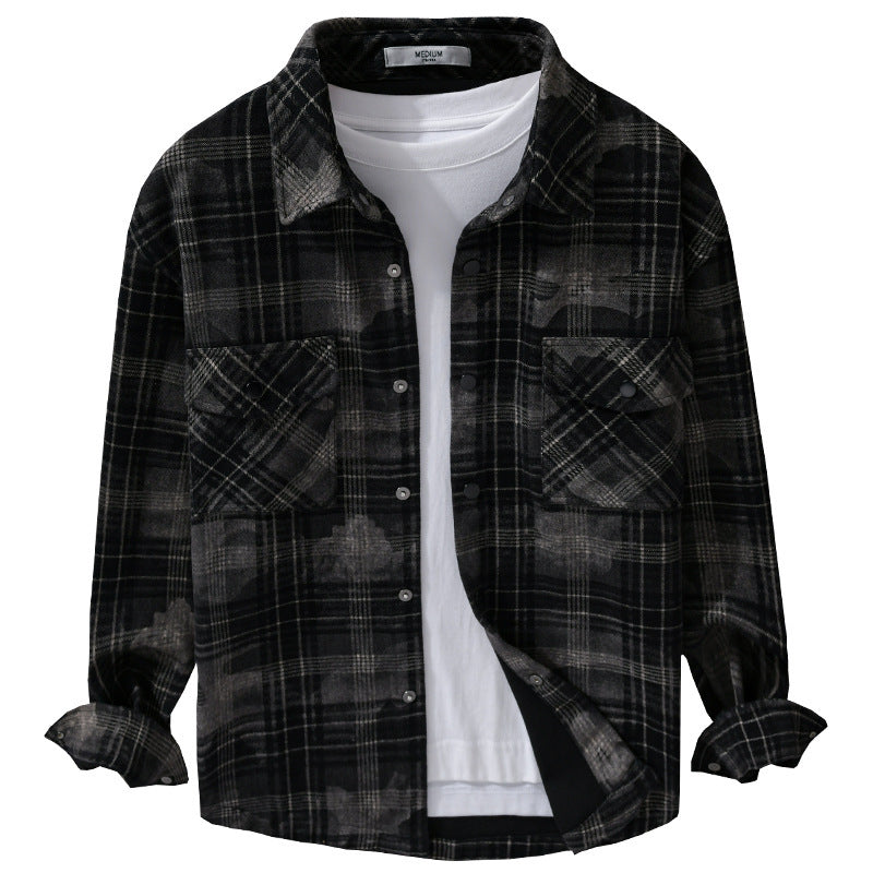 Herren Kariertes Overshirt aus flauschigem Flanell mit Brusttaschen Shop Nory