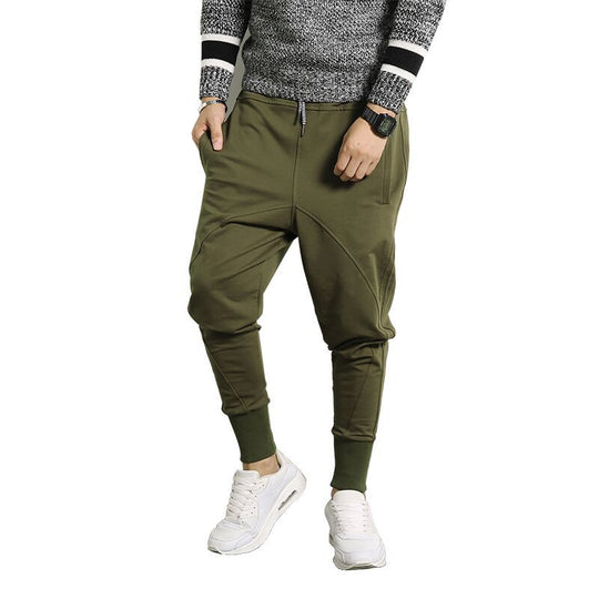 Herren lockere Harem-Jogginghose mit tiefem Schritt, schmal zulaufenden Bündchen und Kordelzug Shop Nory