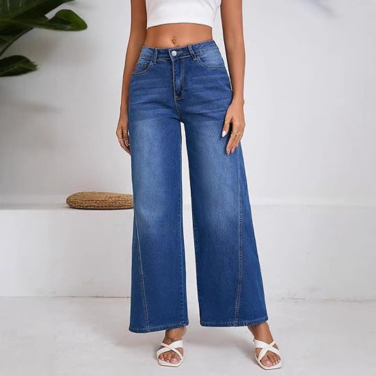 Damen Hochtaillierte Palazzohose aus Denim mit weitem Bein Shop Nory