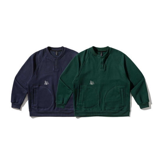 Herren Sweatshirt mit Knopfleiste im Henley‑Stil, Raglanärmeln und aufgesetzten Rundtaschen Shop Nory