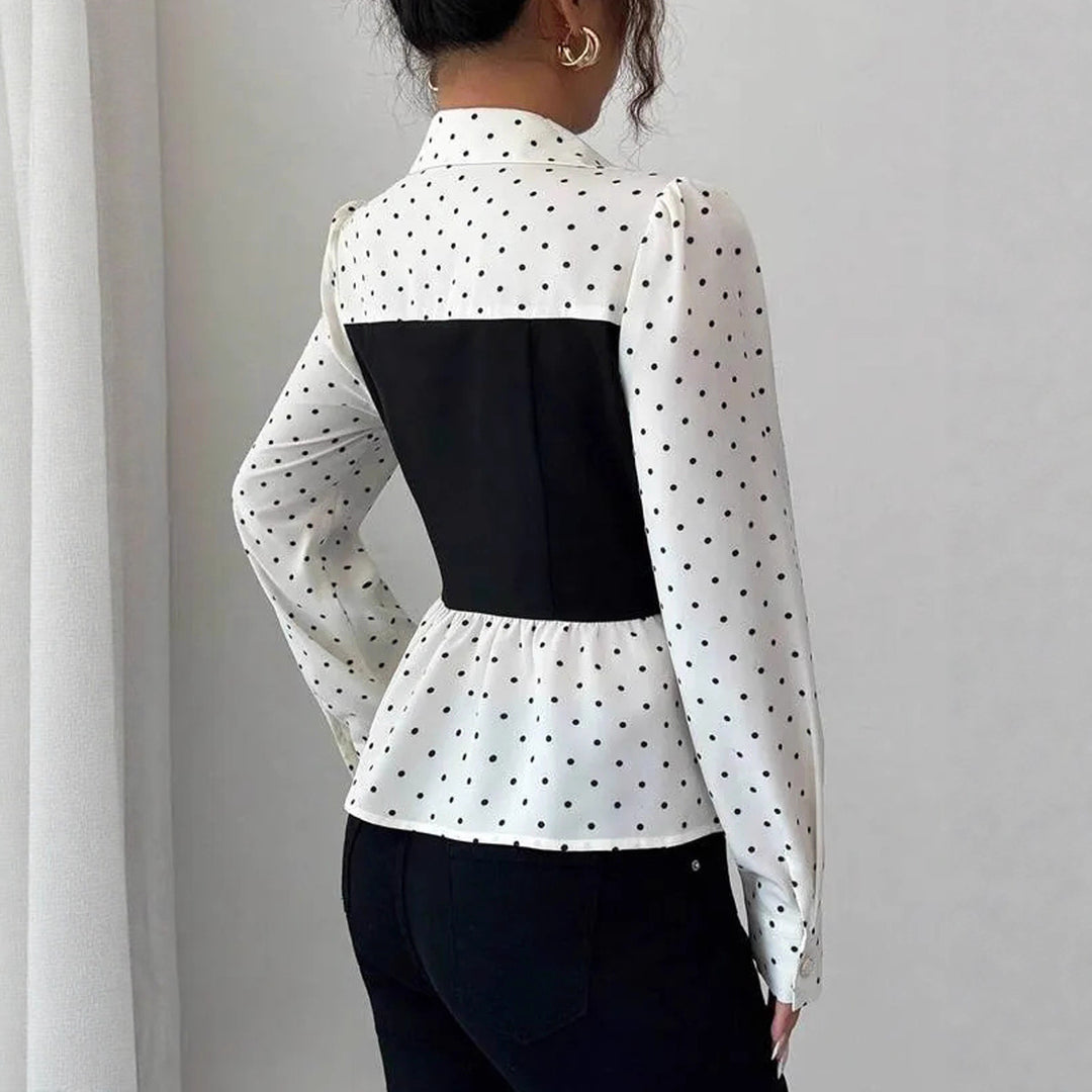 Damen Zweiteilig wirkende Bluse mit Korsagen‑Optik und Peplum Shop Nory