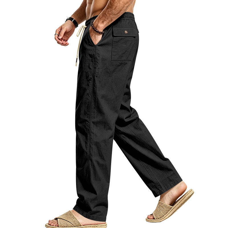 Herren Leichte Relax-Hose mit elastischem Bund, Kordelzug und aufgesetzter Cargotasche Shop Nory