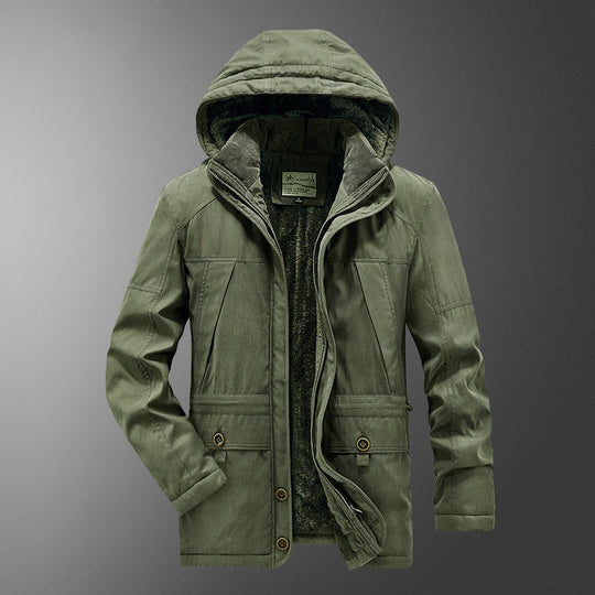 Herren gefütterter Kapuzenparka mit Thermo-Teddyfutter, winddichter Baumwollmix-Außenschale und Mehrfachtaschen Shop Nory