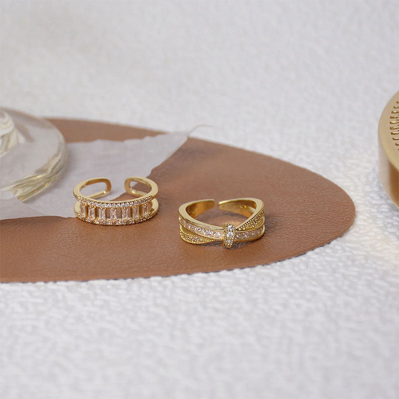 Damen Offener Ring mit funkelndem Kristallbesatz Shop Nory