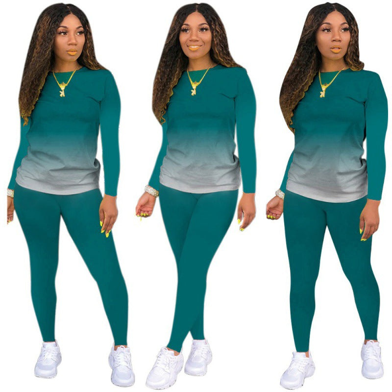 Damen Zweiteiliges Stretch-Set mit Langarmshirt und High-Waist-Leggings Shop Nory