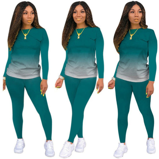 Damen Zweiteiliges Stretch-Set mit Langarmshirt und High-Waist-Leggings Shop Nory