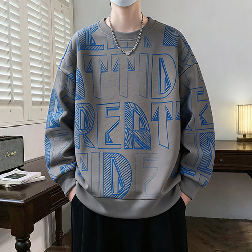 Herren Oversized-Sweatshirt mit großflächigem Lettering-Print und geripptem Saum Shop Nory