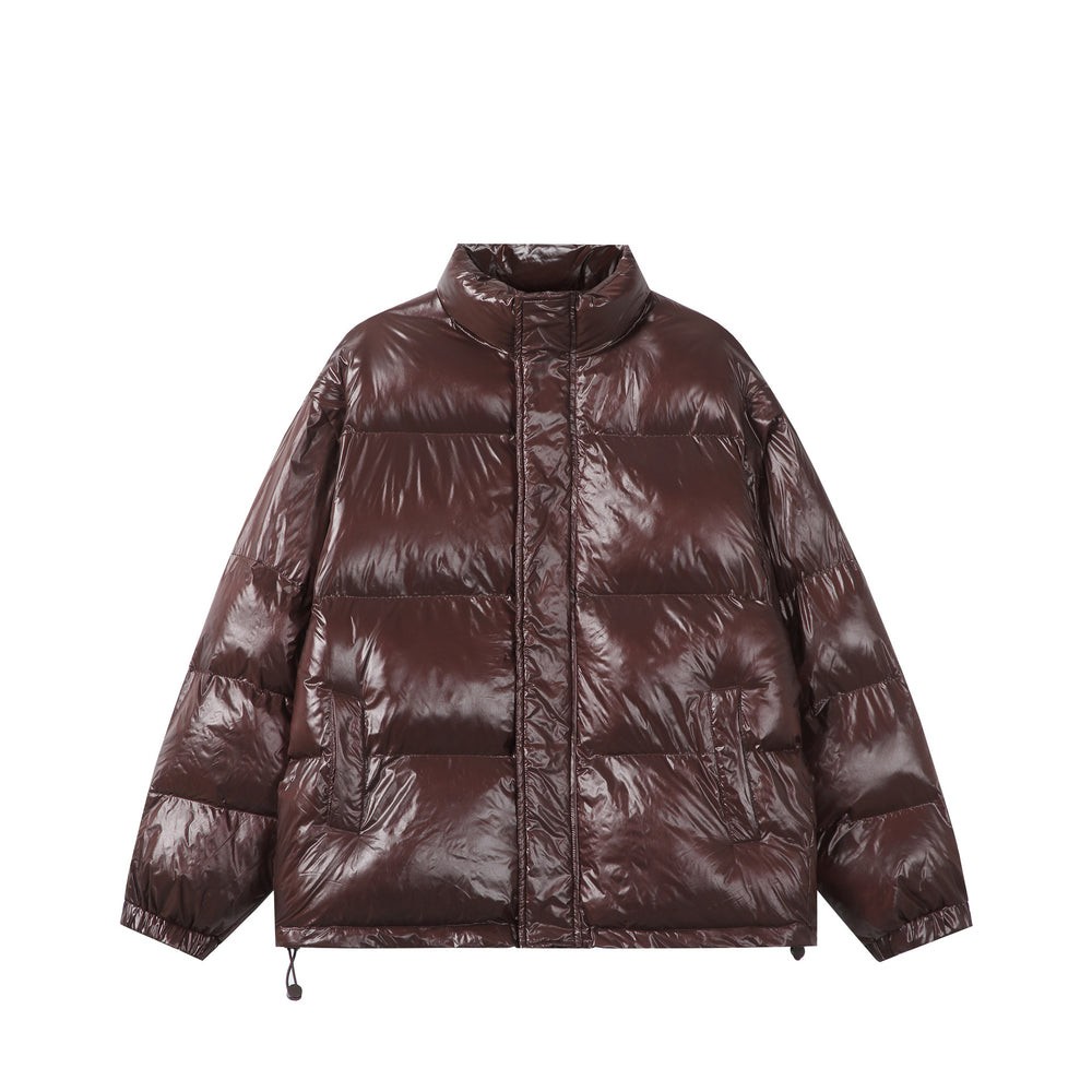 Unisex Glänzende Boxy‑Wattierte Oversize‑Pufferjacke mit hohem Stehkragen Shop Nory
