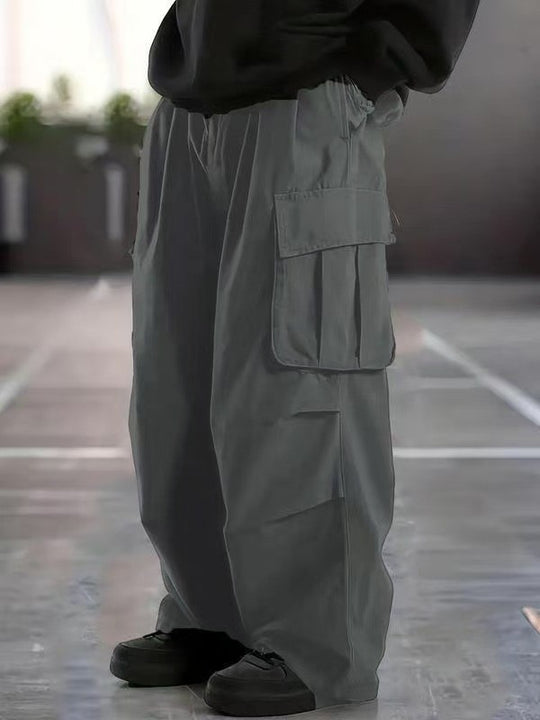 Herren Oversize-Baggy-Cargohose im Urban-Utility-Stil mit elastischem Tunnelzugbund und Mehrfachklappentaschen Shop Nory