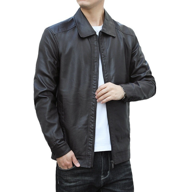 Herren Echtleder-Blouson mit Hemdkragen, schlankem Schnitt und verdecktem Reißverschluss Shop Nory