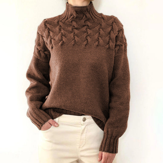 Damen nan Strickpullover mit Zopfstruktur und hohem Rollkragen Shop Nory