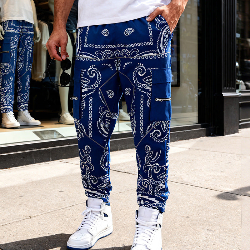Herren Cargo-Jogginghose im Bandana-Print mit Cargo-Taschen & elastischem Bund Shop Nory
