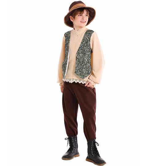 Unisex nan Kinderkostüm Set mit bestickter Paisley-Weste und Rüschenbluse Shop Nory