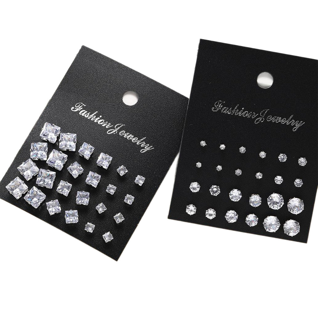 Damen Ohrringe Set mit funkelnden Kristallen und unterschiedlichen Größen Shop Nory