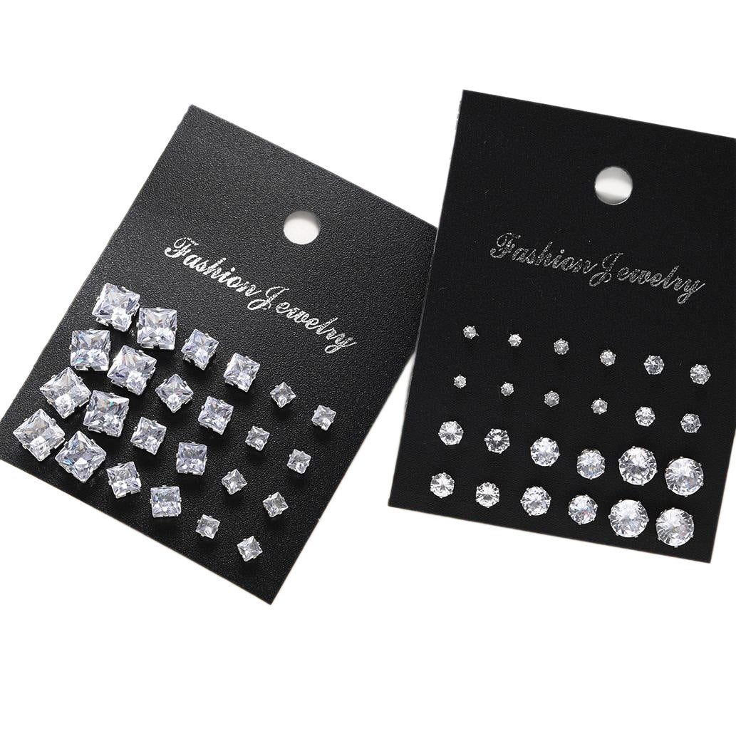Damen Ohrringe Set mit funkelnden Kristallen und unterschiedlichen Größen Shop Nory