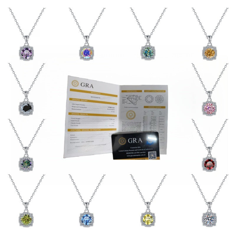 Damen zart glänzende Halskette mit quadratischem Kristallanhänger Shop Nory