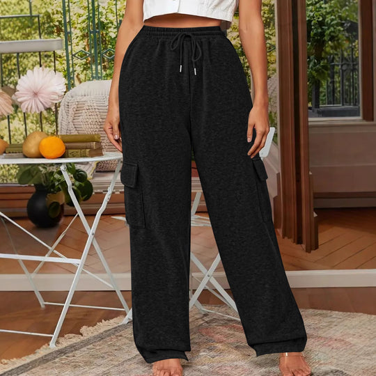 Damen Weiche Cargo-Loungehose mit elastischem Bund und weitem Bein Shop Nory