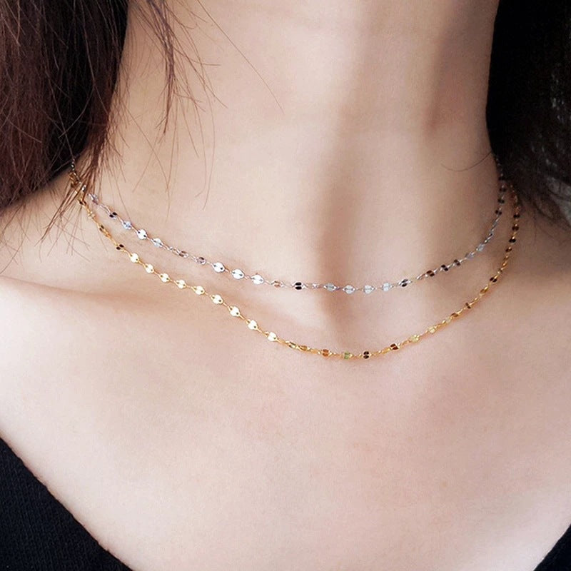 Damen feine Kette mit glänzenden, ovalen Glieder-Elementen Shop Nory