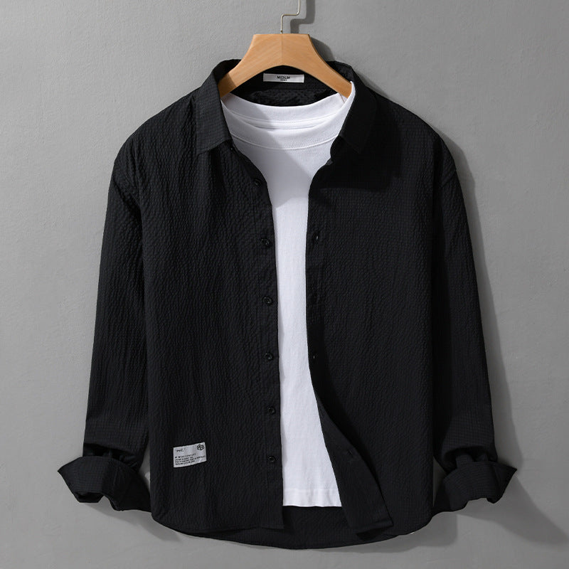 Herren Struktur-Leichthemd im Layering-Style mit Crinkle-Optik und gerundetem Saum Shop Nory