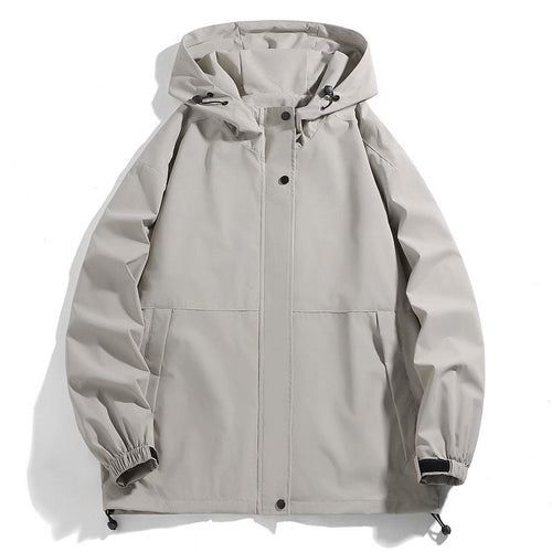 Herren Wasserabweisende Übergangsjacke mit verstellbarer Kapuze und praktischen Taschen Shopnory