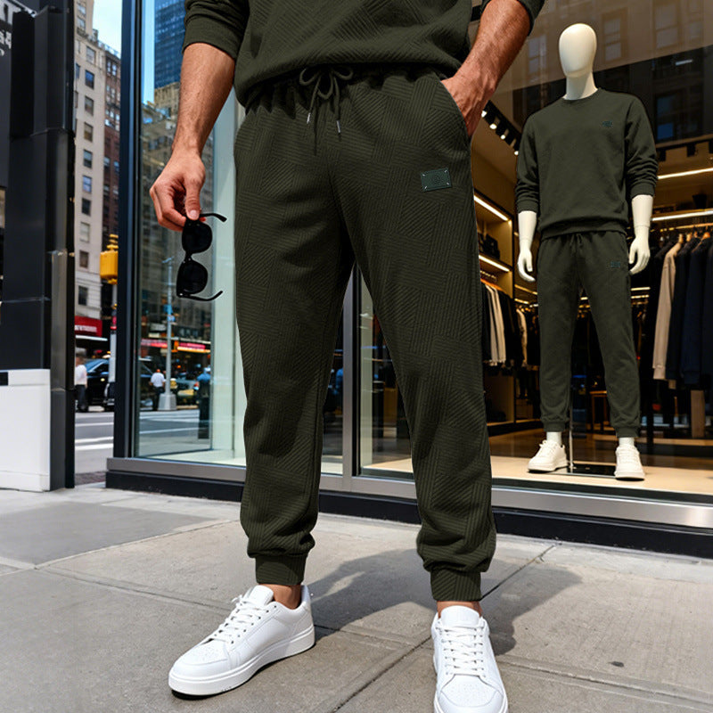 Herren Strukturierte Jogginghose mit geometrischer Waffelstruktur und elastischen Bündchen Shop Nory