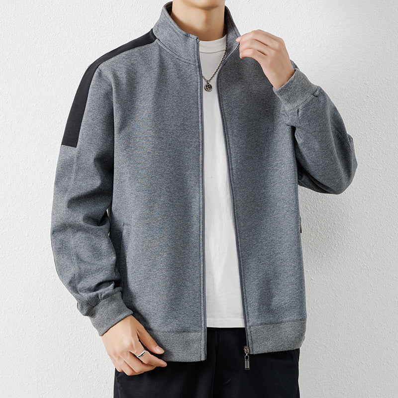 Herren Leichte Zip‑Trainingsjacke im Minimalstil mit Stehkragen und Kontrastpaspel Shop Nory