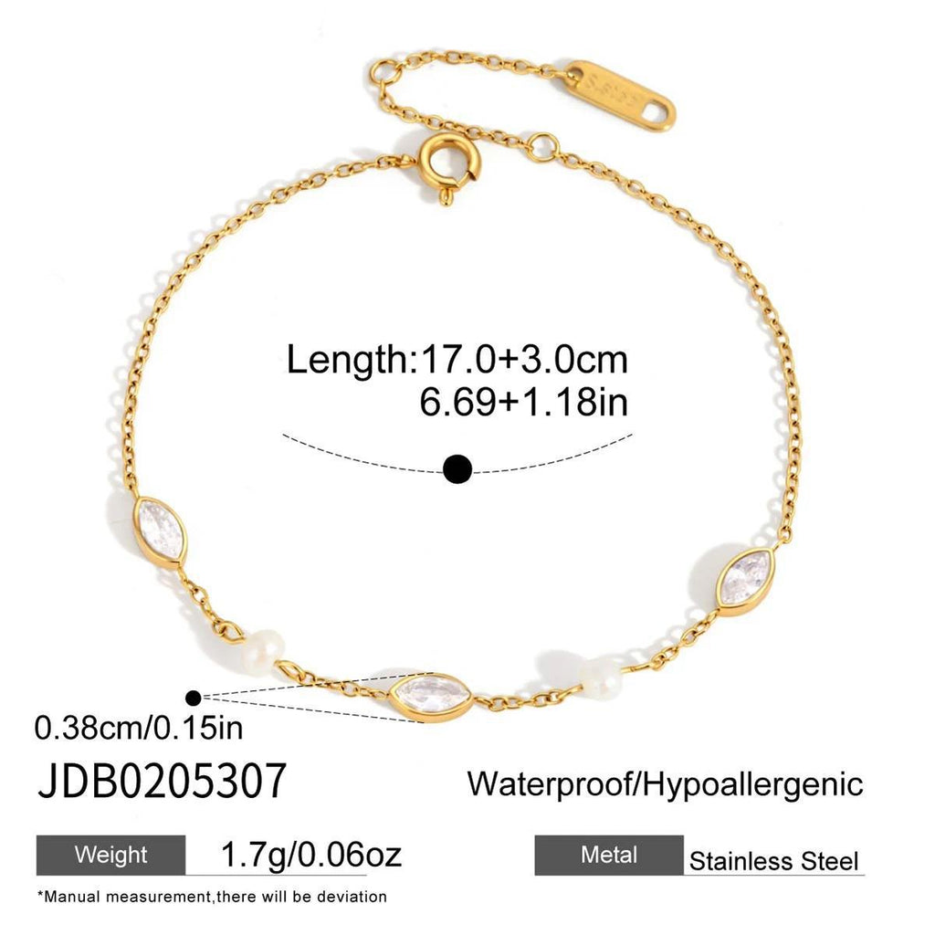 Damen Armband mit glänzenden Zirkonia und eleganten Perlendetails Shop Nory