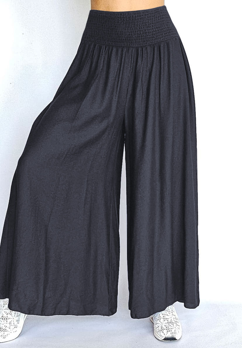 Damen Weite Palazzo-Hose mit elastischem Bund und fließendem Stoff