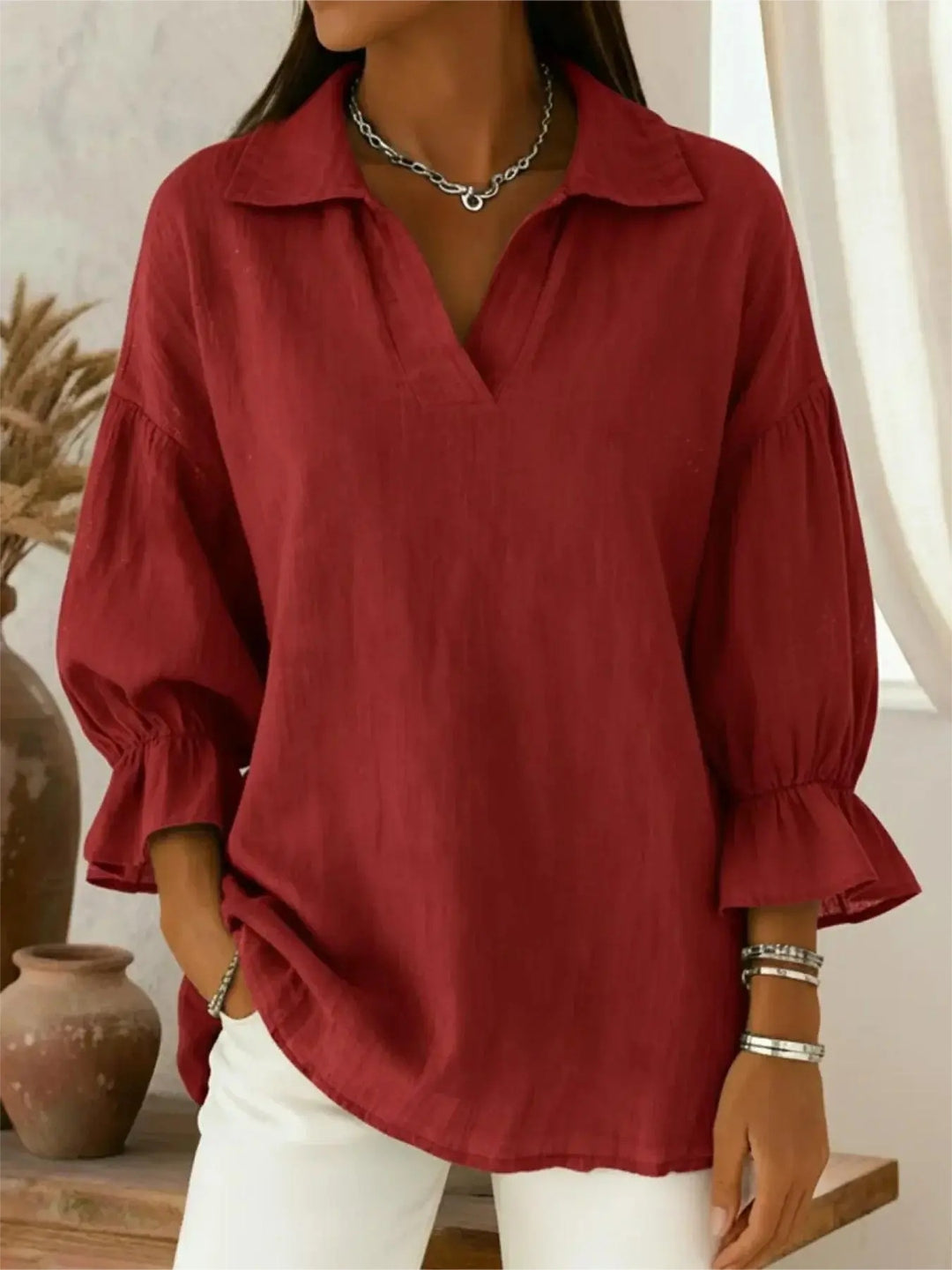 Damen Lässige und elegante Bluse mit weiten Ärmeln Shop Nory
