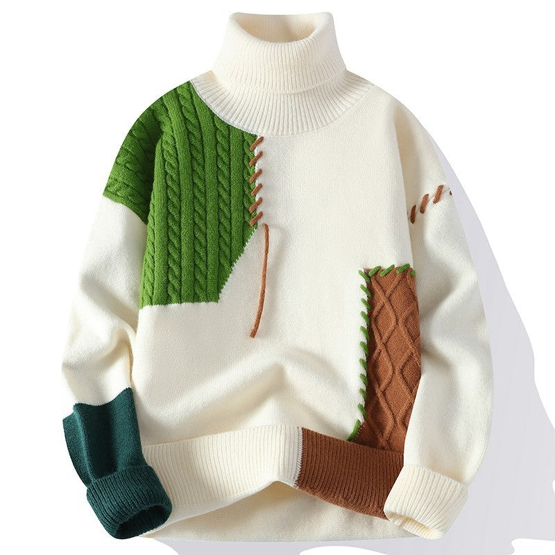Unisex strukturierter Oversize-Strickpullover mit Zopfmuster und dekorativer Steppnaht Shop Nory