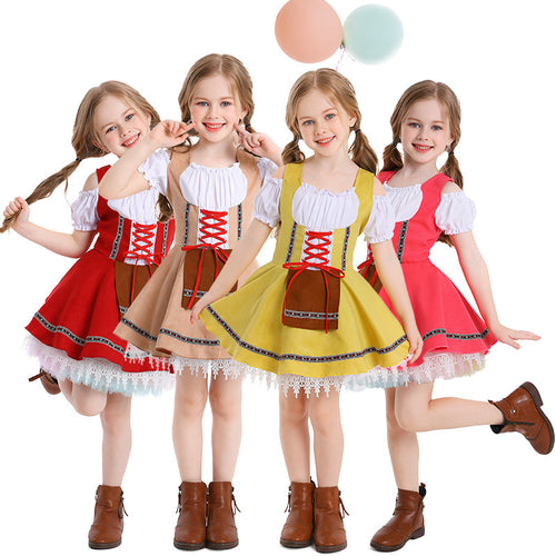Damen nan traditionelles Kinderdirndl mit Schnürmieder, Spitzenunterrock und dekorativer Schürze Shop Nory