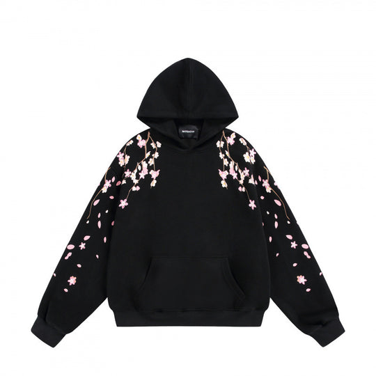 Unisex Oversize-Kapuzensweatshirt mit Kirschblüten-Print, Kängurutasche und lockerem Schnitt Shop Nory