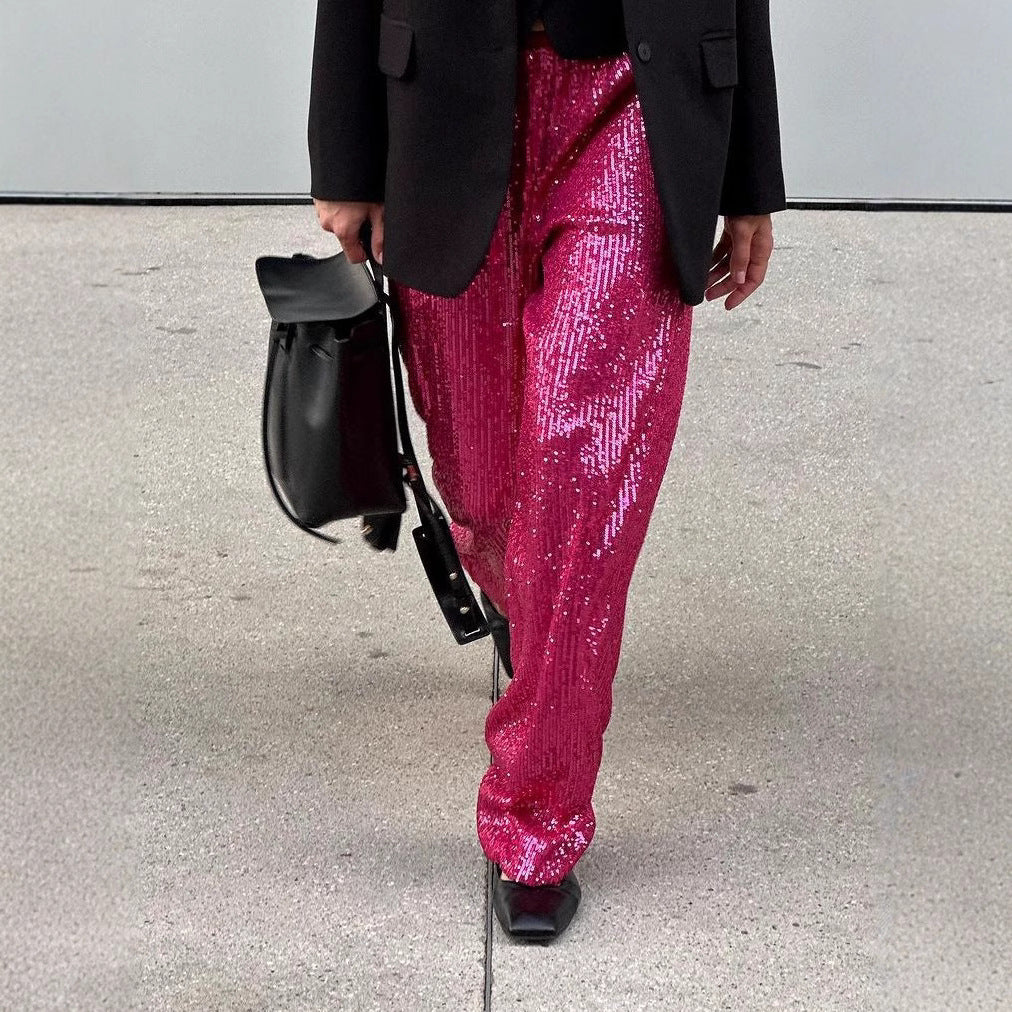Damen Glitzernde Palazzo-Hose