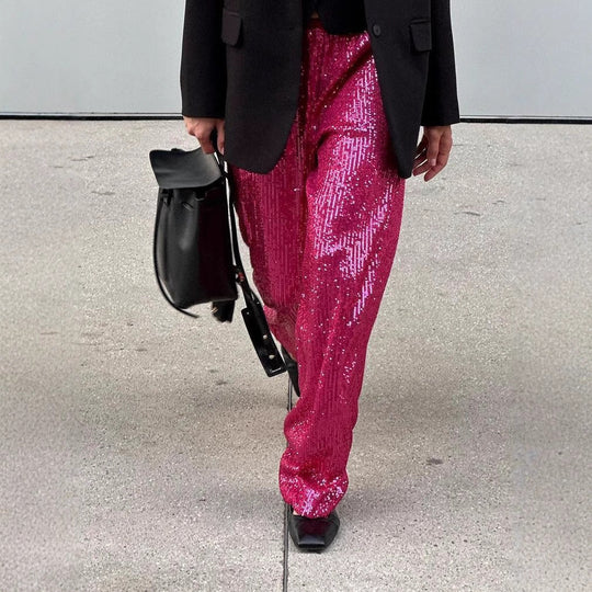 Damen Glitzernde Palazzo-Hose