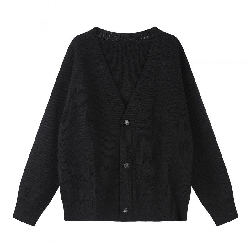 Unisex Boxy-Grobstrick-Cardigan mit V-Ausschnitt, Knopfleiste und Raglanärmeln Shop Nory