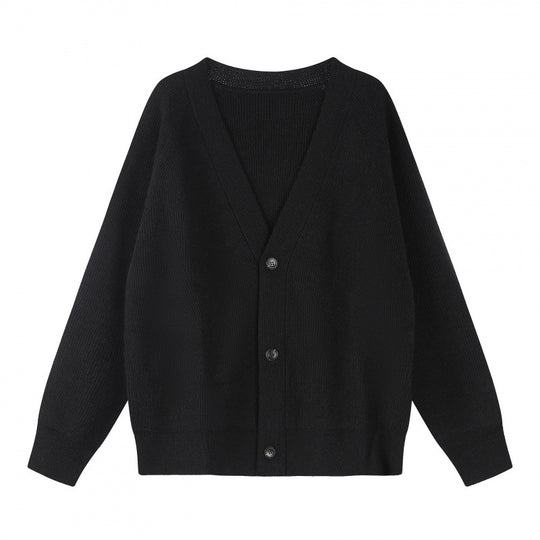 Unisex Boxy-Grobstrick-Cardigan mit V-Ausschnitt, Knopfleiste und Raglanärmeln Shop Nory