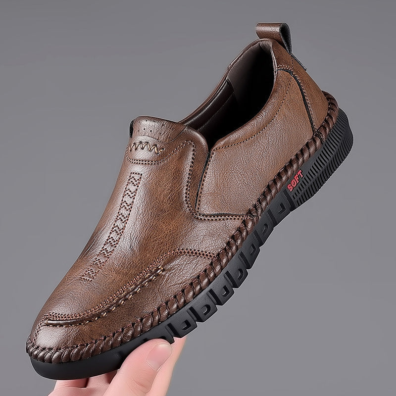 Herren Elegante Leder-Slipper mit geflochtener Sohleneinfassung und flexibler Soft-Profilsohle Shop Nory