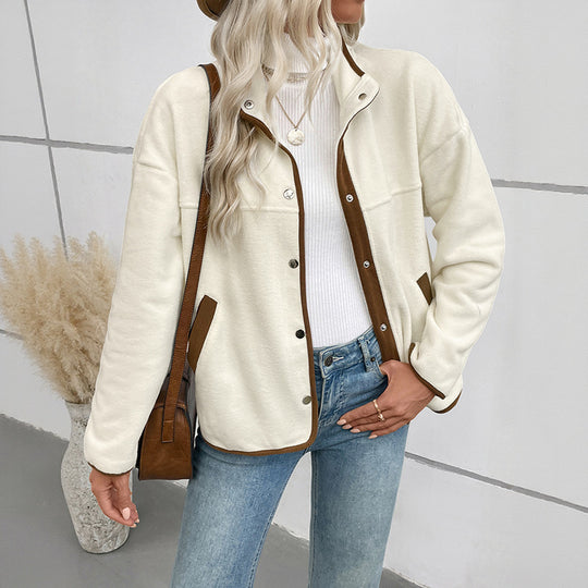 Damen Kuschelige Damenjacke mit kontrastierenden Details Shop Nory