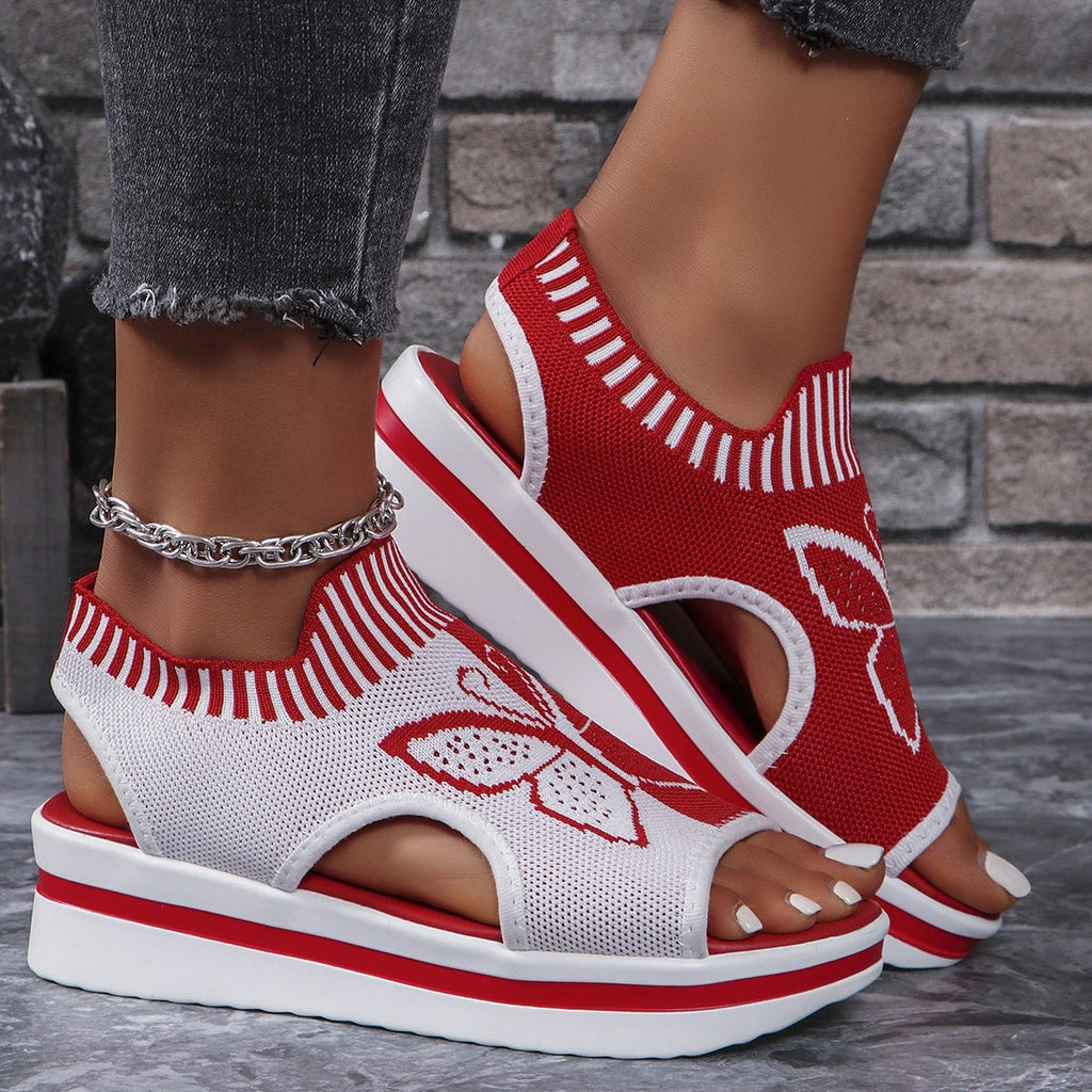 Damen Sportliche Plateau-Sandalen mit modischem Schmetterlingsdesign