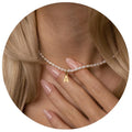 Damen Halskette mit zartem Perlenmuster und personalisiertem Anhänger Shop Nory