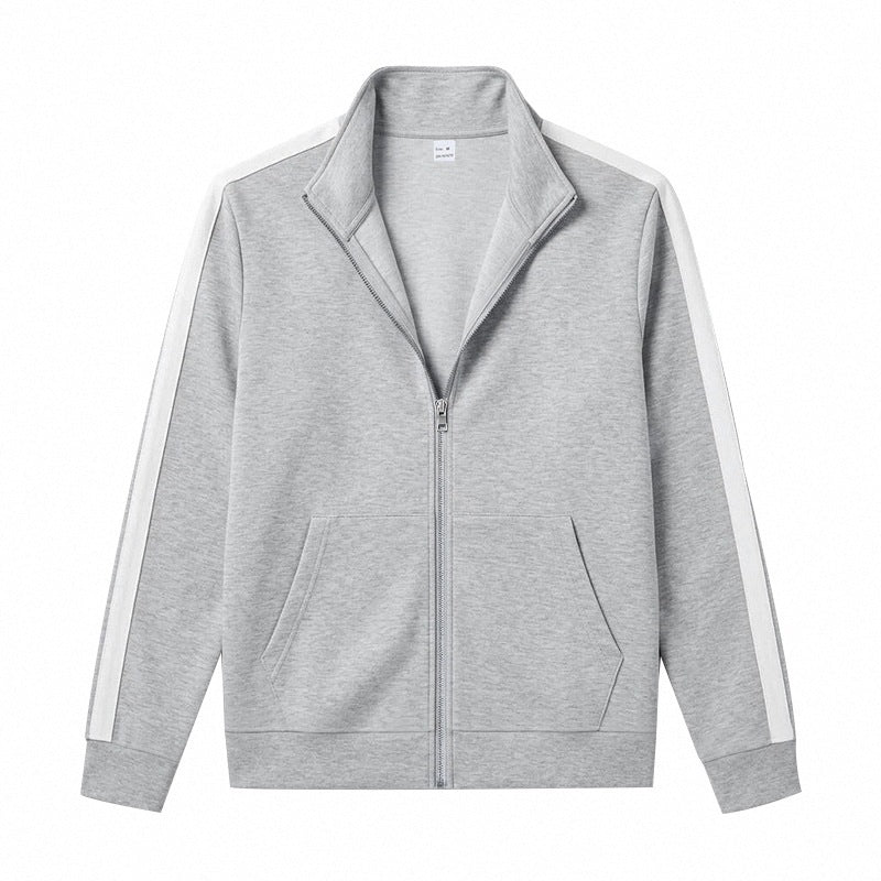 Herren Retro Trackjacke mit Stehkragen, Kontraststreifen und Kängurutasche Shop Nory