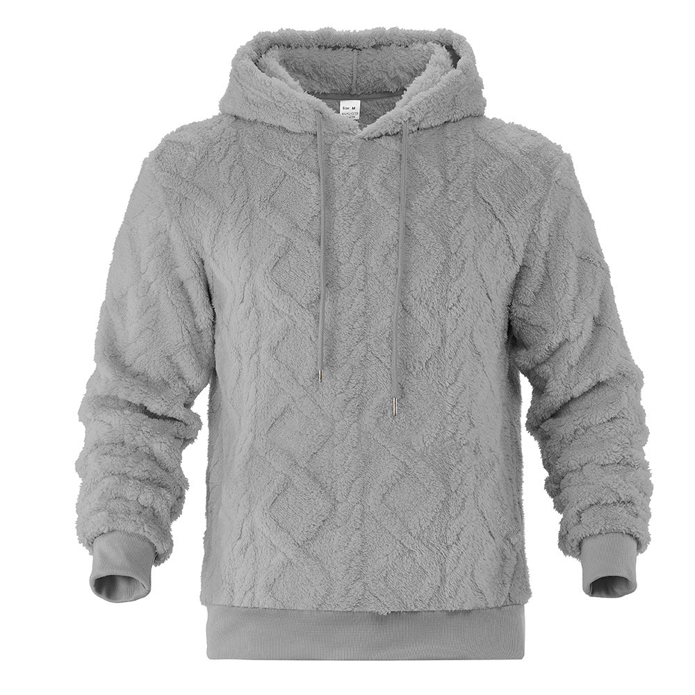 Herren Teddy-Fleece-Hoodie mit diamantstruktur, gefütterter Kapuze und weichen Rippbündchen Shop Nory