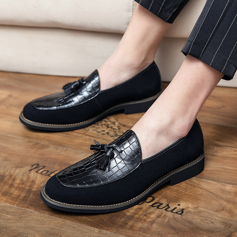 Herren eleganter Quasten-Loafer mit kroko-geprägtem Lederblatt und weichem Veloursaußenmaterial Shop Nory